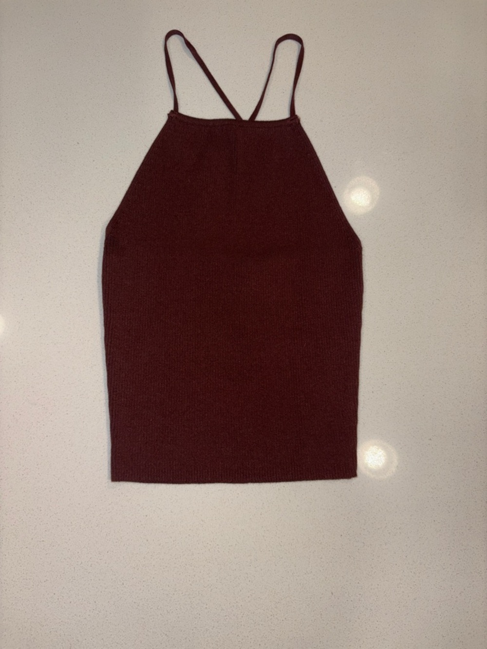 Zara Brown Halter Knit Crop Top